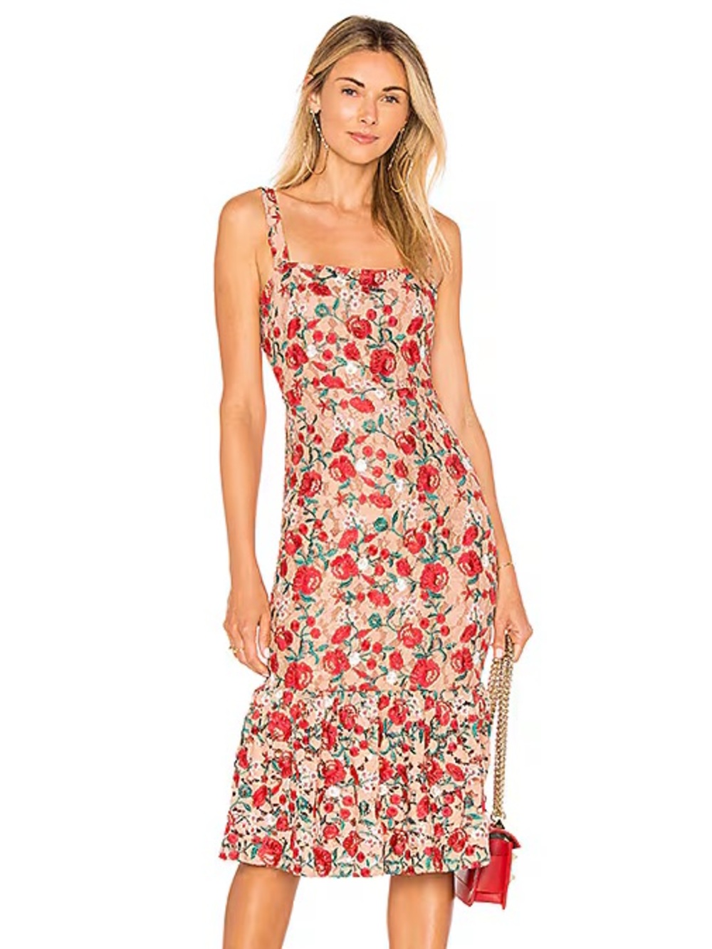 Lovers + Friends Under the Stars Midi Dress Dark Nude
